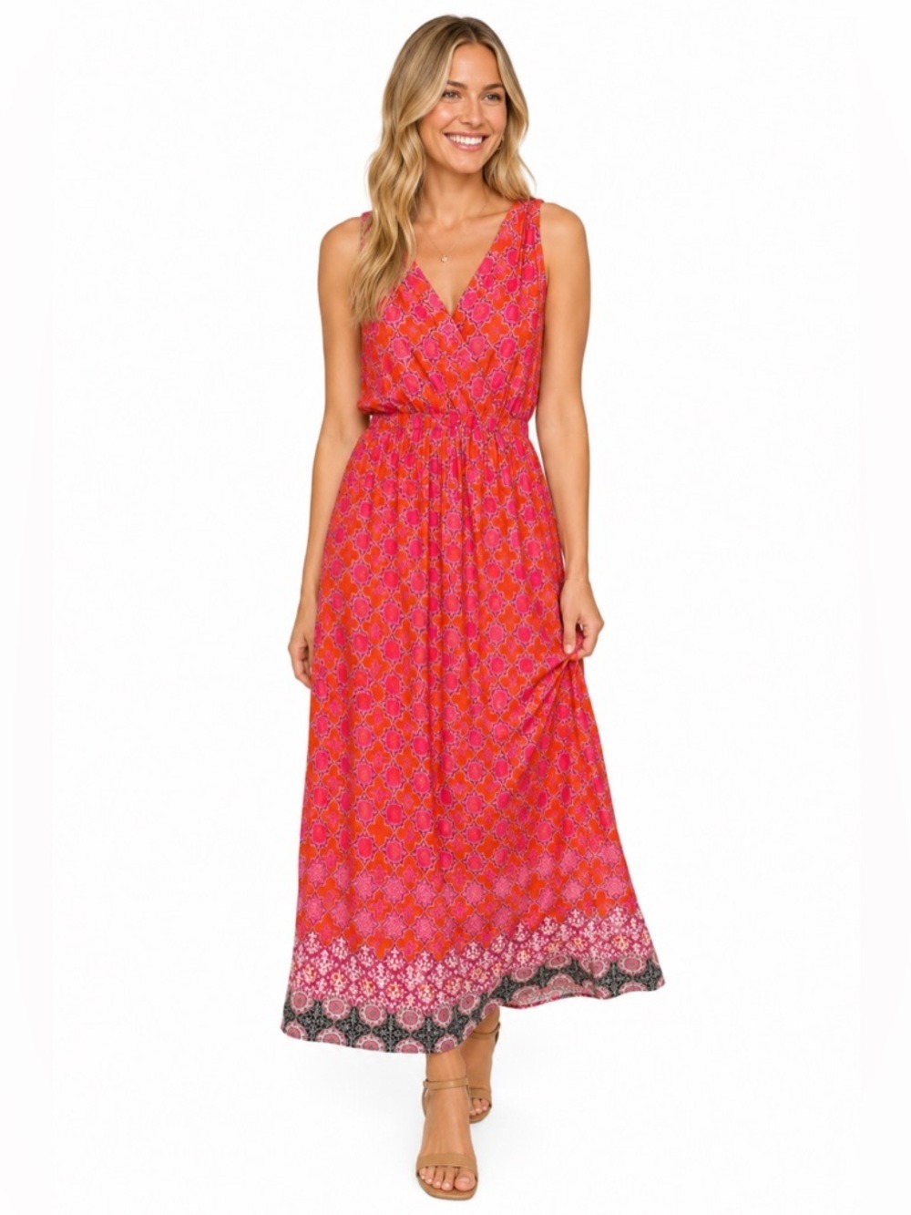 Banana Republic Women’s Bright Geometric Halter Maxi Dress Large Bold Modern